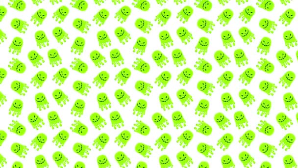 Λευκό Πράσινο Απόκριες Φάντασμα Αδιάλειπτη Μοτίβο Πνεύμα Μπαμπούλας Loop Animated — Αρχείο Βίντεο