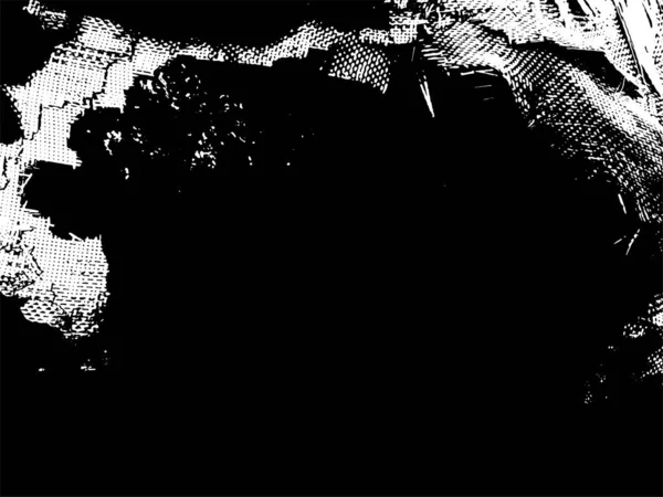 Rusty Grunge Tekstury Agresywna Uszkodzona Powierzchnia Czarny Biały Pył Tle — Wektor stockowy