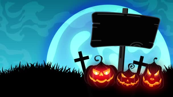Halloween Background Animation Scary Graveyard Pumpkins Big Ominous Moon  Creepy — Stock Video © quarta #614029688