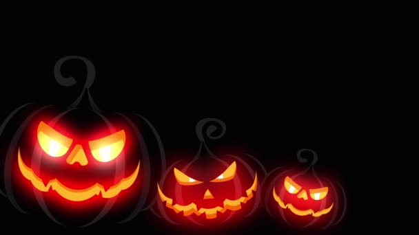 Animación Fondo Halloween Cementerio Calabazas Miedo Gran Luna Ominosa Árboles — Vídeos de Stock