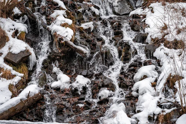 Doğadaki kış şelalesinin ayrıntıları — Stok fotoğraf