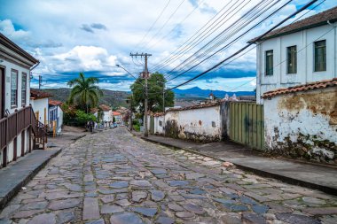 Diamantina, Brezilya - 2 Mart. 2022: Şehrin sokakları UNESCO Dünya Mirası Alanı olarak listelendi.
