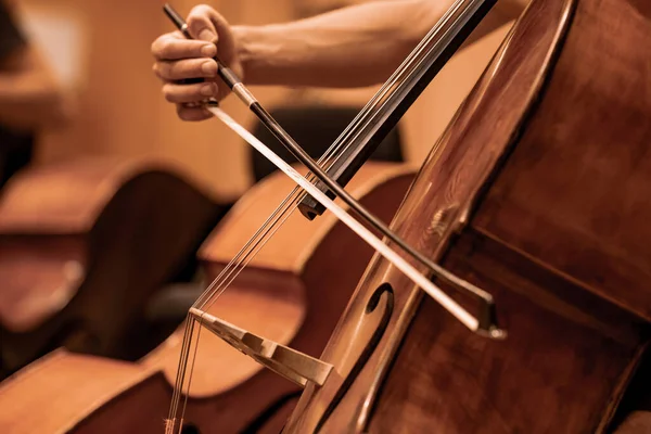 Detail Cello Being Played Concert — Fotografia de Stock