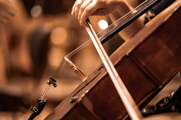 Detail Cello Being Played Concert — Fotografia de Stock