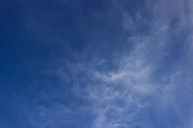 blue sky with cirrus clouds. evenly distributed white clouds over a blue and light blue background