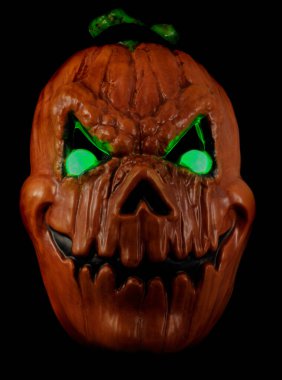 Işıklı Şeytani Gözler Fenerin Yüzü Kara Arkaplan İzole Edilmiş