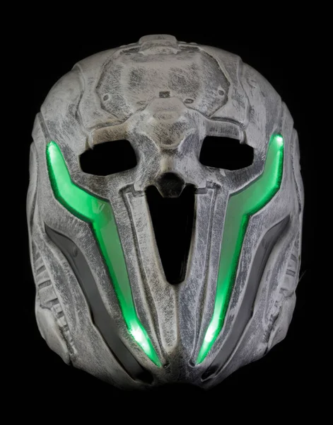 Light Robo Helmet Mask Isolerad Mot Svart Bakgrund — Stockfoto