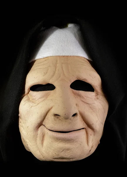 Masque Nonne Isolé Sur Fond Noir — Photo