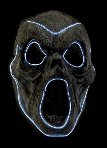 Light Wire Wailing Mask Isolato Sullo Sfondo Nero — Foto Stock