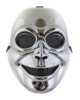 Gümüş Şeytani Hayalet Maskesi Beyaz Arkaplanda İzole Edildi