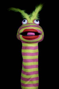 Çorap Kuklası Siyah Arkaplanda İzole Edildi