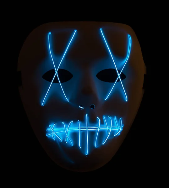 Ilumine Máscara Halloween Led Isolada Contra Fundo Preto — Fotografia de Stock