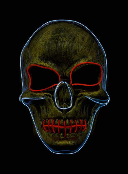 Led Dödskalle Mask Light Halloween Mask Isolerad Mot Svart Bakgrund — Stockfoto