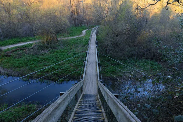 Puente Peatonal Cruza Lago Chabot Condado Alameda California — Foto de Stock