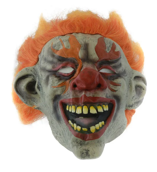 Orange Hair Creepy Clown Mask Isolated White Background — Fotografia de Stock