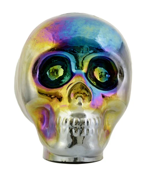 Iridescent Metallic Skull Isolerad Vit Bakgrund — Stockfoto