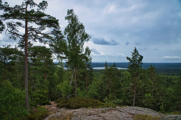 Szwedzki Krajobraz Zimny Kamień Niekończąca Się Cisza Kraina Relaksu Przygód — Zdjęcie stockowe