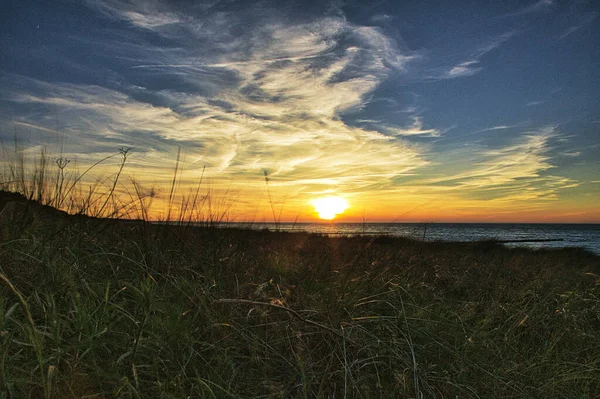 Sunset Beach Zingst Baltic Sea View Sea Beautiful Colors Sky — Stock Photo, Image
