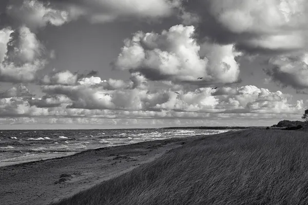 Sulla Spiaggia Del Mare Baltico Con Nuvole Dune Spiaggia Quella — Foto Stock