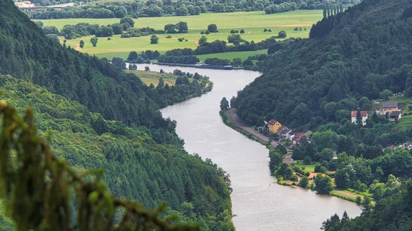 Saarschleife Vista Árvore Topo Andar Torre Uma Torre Vigia Saarland — Fotografia de Stock