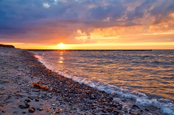 Sunset Baltic Sea Sea Bean Strong Colors Vacation Beach Romantic — Stock fotografie