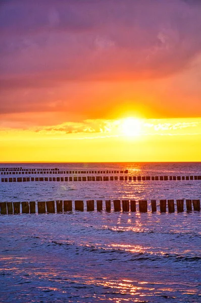 Sunset Baltic Sea Sea Bean Strong Colors Vacation Beach Romantic — Stock fotografie