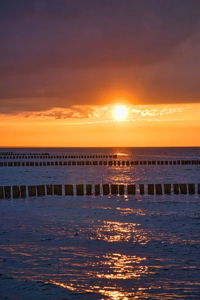 Sunset Baltic Sea Sea Bean Strong Colors Vacation Beach Romantic — Zdjęcie stockowe