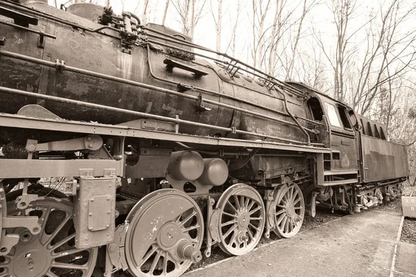 Locomotive Vapeur Look Rétro Garée Sur Une Station Terminale Chemin — Photo