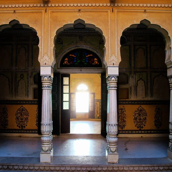 Glimp Van Architectuur Ontwerpen Van Nahargarh Palace Jaipur — Stockfoto