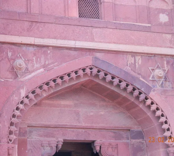 Symbool Van Dubbele Drie Eenheid Aan Poorten Van Fatehpur Sikri — Stockfoto