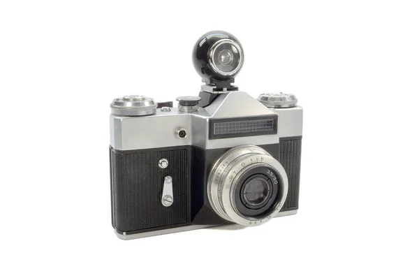 Old Film Camera External Viewfinder Isolated White Background Stock Picture