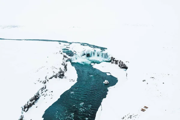 Goafoss Vattenfall Norra Island Vattenfall Vintern Island — Stockfoto