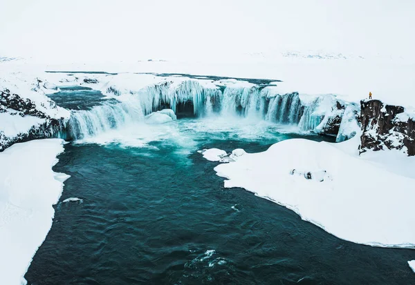 Cascata Goafoss Nel Nord Dell Islanda Cascata Durante Inverno Islanda — Foto Stock