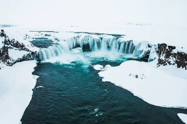 Водопад Goafoss Северной Исландии Водопад Зимой Исландия — стоковое фото