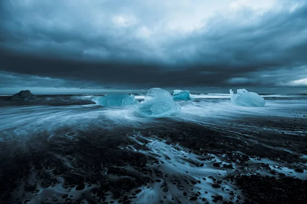 Abstracte Achtergrond Van Ijs Zee Met Duizelingwekkende Lucht Winter Ijsland — Stockfoto