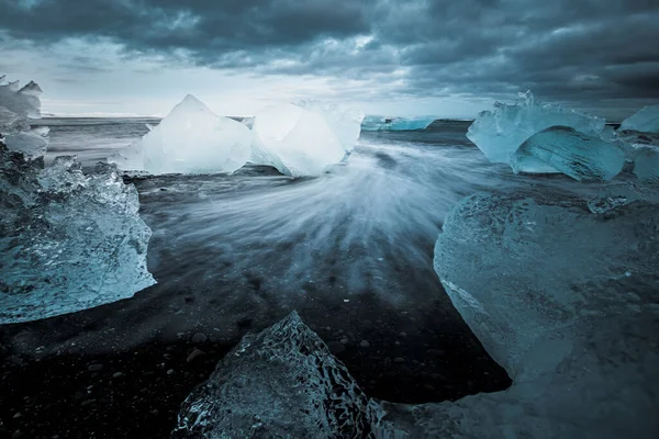 Fondo Abstracto Hielo Mar Con Cielo Aturdido Durante Invierno Islandia —  Fotos de Stock