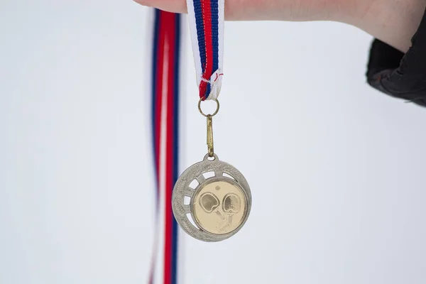 Médaille Argent Milieux Blancs Pour Les Gagnants Des Jeux Hiver — Photo