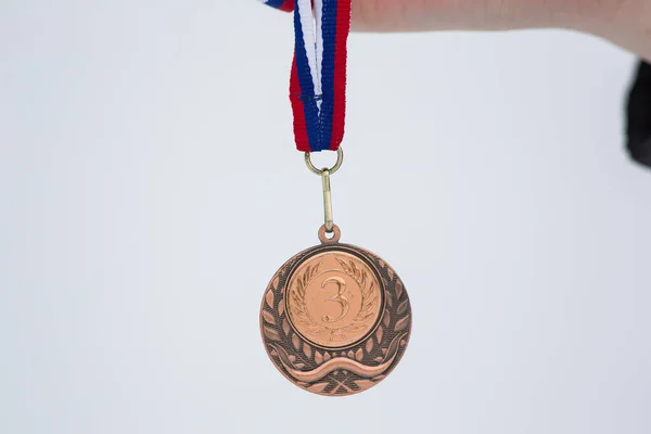 Médaille Bronze Dans Neige — Photo