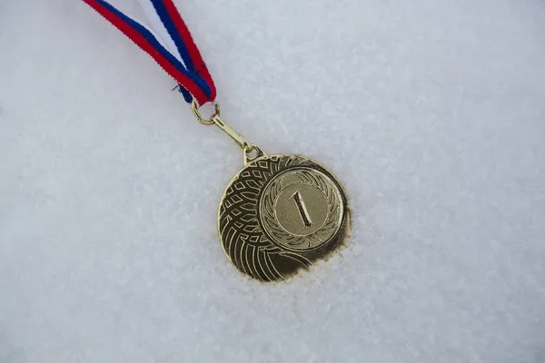 Gouden Medaille Sneeuw Voor Winnaars Ijshockey — Stockfoto