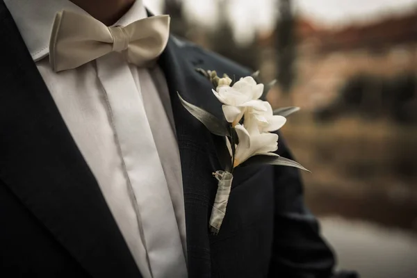 Flowers Groom Jacket Wedding Ceremony — Stock Photo, Image