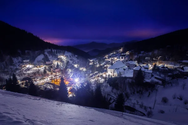 Magic village in early morning, epic winter views, beautiful nature and village in mountains, Slovakia, Spania valley