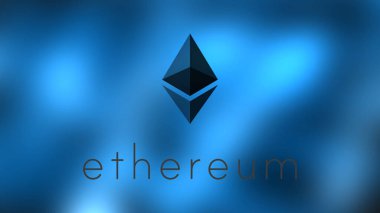 Bulanık arkaplan ile Ethereum sembolü. 
