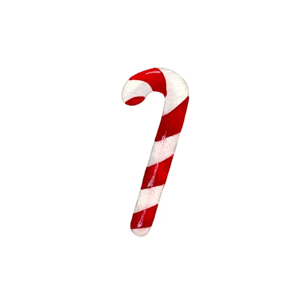 Suluboya Noel dekoru. Noel şekeri, lolipop. El boyaması illüstrasyon. İzole edilmiş. 