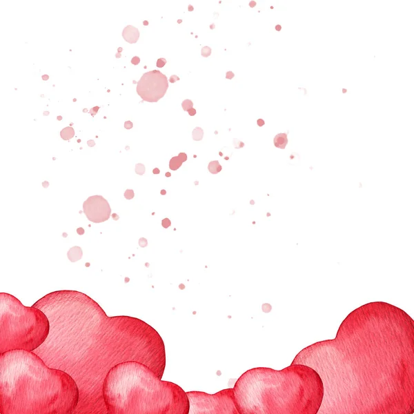 Corações aquarela com salpicos rosa isolados no fundo branco. Ilustração para Valentim Uso do dia para scrapbooking, cartão, cartão postal Imagens De Bancos De Imagens Sem Royalties