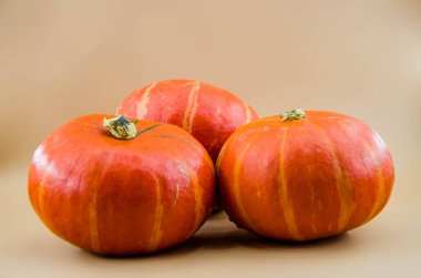 Üç portakallı balkabağı Cadılar Bayramı 'nda ziyafet verir.