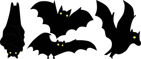 Illustrazione di una silhouette di pipistrelli su uno sfondo bianco. Immagine vettoriale per la celebrazione di Halloween, pronto all'uso, eps. Per il tuo design — Vettoriale Stock