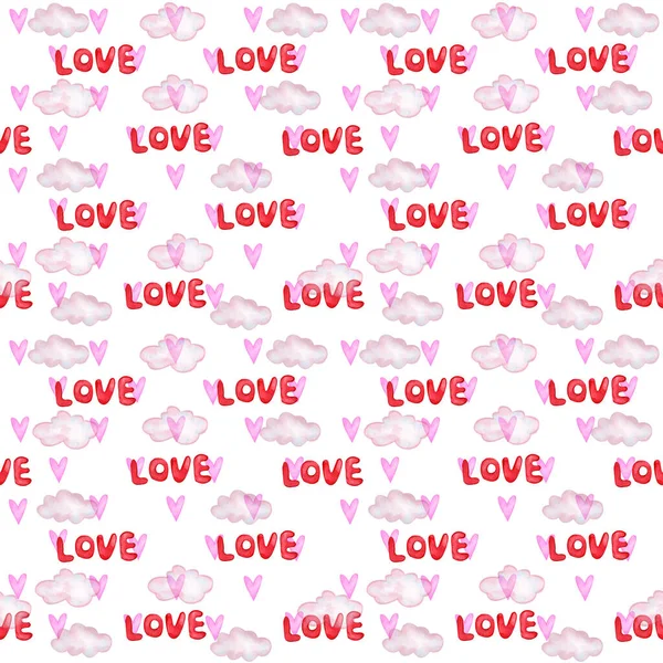 Seamless pattern with hearts on a white background. Suitable for the design of paper, fabric, postcards. — Stock Photo, Image