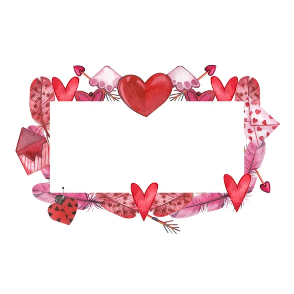 Valentines Day frame on a white background. Suitable for the design of postcards, invitations. — Foto Stock