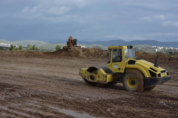 Trabajo Nivel Del Sitio Construcción Del Cilindro —  Fotos de Stock