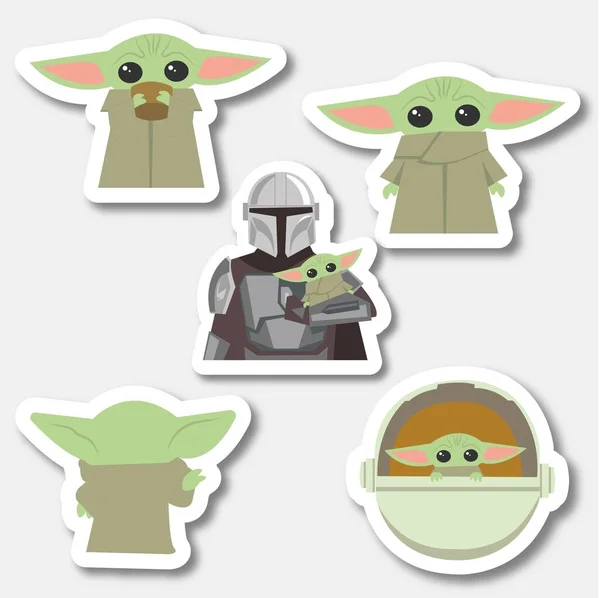 Lot Stickers Mignons Stickers Star Wars Maître Yoda Pour Réseaux — Image vectorielle